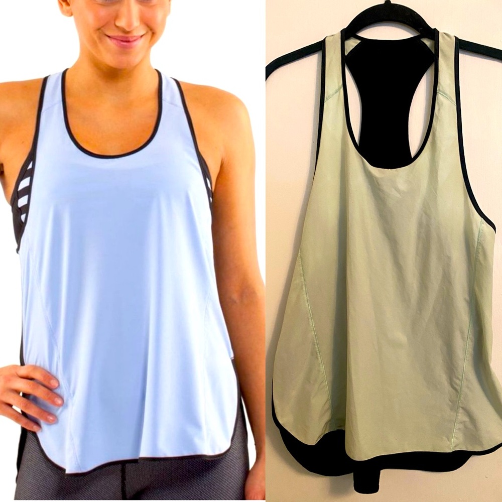 Lululemon relaxed fit tank top, Pump It Up Tank singlet (Black / Green)